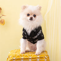 HKM-2406589 Thick Woolen Dog Sweater for Autumn and Winter in Black and Rose Red