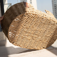 HKM-2407229 Hand-Woven Rattan Pet Nest with Cooling Fabric and Flannel Options - Small to Large Sizes Available