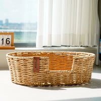 HKM-2407229 Hand-Woven Rattan Pet Nest with Cooling Fabric and Flannel Options - Small to Large Sizes Available
