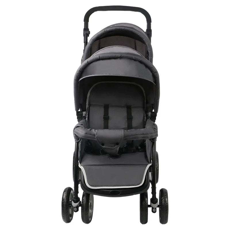 HKM-240723 Lightweight Foldable Double Seat Baby Stroller for 0-3 Years, 3-in-1 High Landscape Design