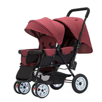 HKM-240723 Lightweight Foldable Double Seat Baby Stroller for 0-3 Years, 3-in-1 High Landscape Design