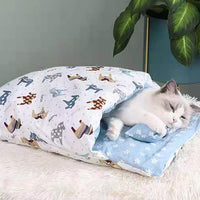 HKM-2408637 Warm Cat Sleeping Bag with Removable Cover - Semi-Closed Pet Nest for Autumn and Winter
