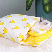 HKM-2408637 Warm Cat Sleeping Bag with Removable Cover - Semi-Closed Pet Nest for Autumn and Winter