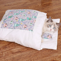HKM-2408637 Warm Cat Sleeping Bag with Removable Cover - Semi-Closed Pet Nest for Autumn and Winter