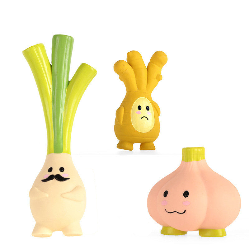 HKM-2409405 Latex Sounding Toy for Dogs - Choose from Mr. Green Onion, Yellow Ginger, or Powdered Garlic