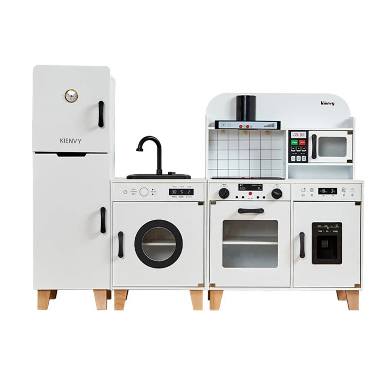 HKM-240979 Custom Toddler Wooden Kitchen Play Set with Sounds and Lights for Pretend Cooking Role Play