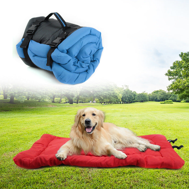 HKM-2410429 Waterproof Oxford Cloth Pet Kennel Mat in Blue, Red, and Grey - Durable Dog Bedding