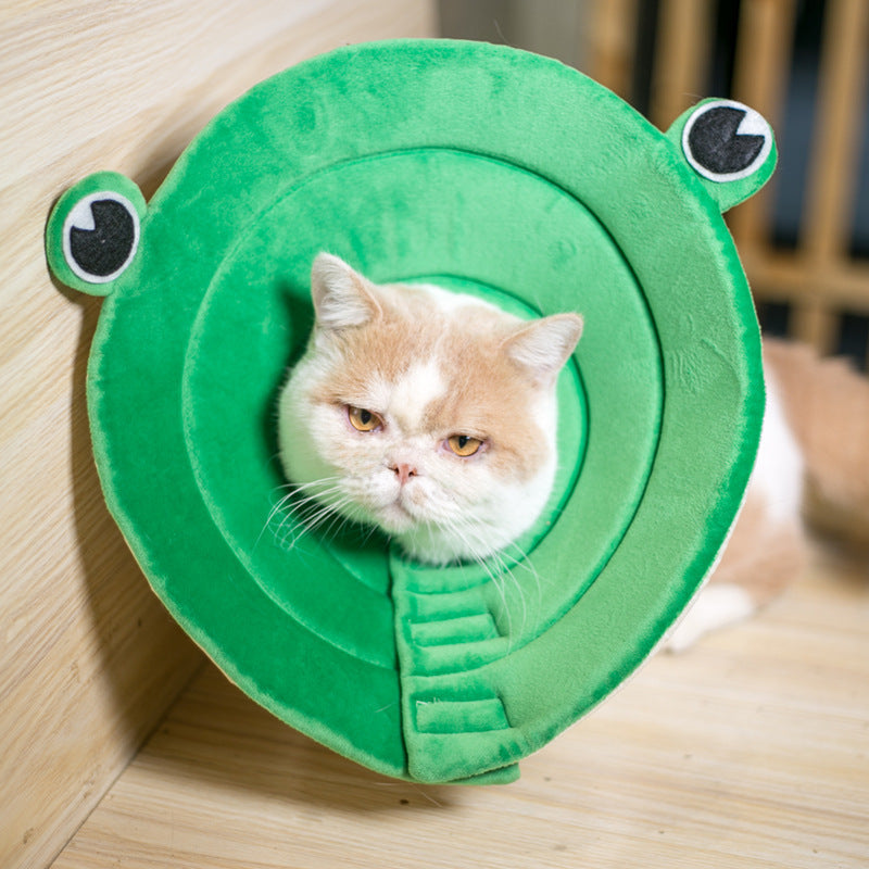HKM-2410557 Cartoon Frog Recovery Collar for Dogs and Cats - Adjustable Cotton E-Collar