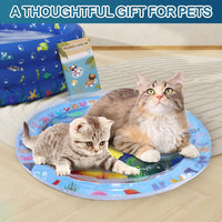 HKM-2411837 Water Sensory Play Mat for Cats and Dogs - Interactive Cooling Mat with Floating Toys for Indoor/Outdoor Play