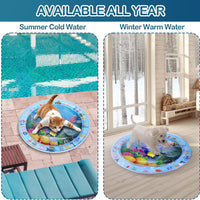 HKM-2411837 Water Sensory Play Mat for Cats and Dogs - Interactive Cooling Mat with Floating Toys for Indoor/Outdoor Play