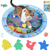 HKM-2411837 Water Sensory Play Mat for Cats and Dogs - Interactive Cooling Mat with Floating Toys for Indoor/Outdoor Play