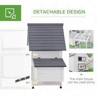 HKM-2412221 Deluxe 65" Wooden Chicken Coop with Nesting Box, Ramp, and Run for Poultry and Rabbits