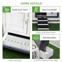 HKM-2412221 Deluxe 65" Wooden Chicken Coop with Nesting Box, Ramp, and Run for Poultry and Rabbits