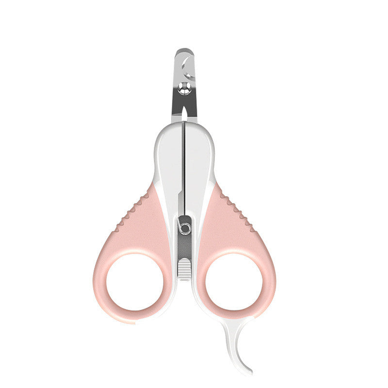 HKM-2412349 Jianpai Stainless Steel Cat Nail Scissors - Pink Flat & Bent Designs, Soft Rubber Grip