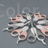 HKM-2412349 Jianpai Stainless Steel Cat Nail Scissors - Pink Flat & Bent Designs, Soft Rubber Grip