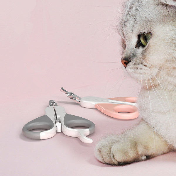 HKM-2412349 Jianpai Stainless Steel Cat Nail Scissors - Pink Flat & Bent Designs, Soft Rubber Grip