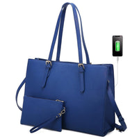 HKM-241235 Fashion Office Lady PU Leather 15.6 in Tote Handbag and Laptop Briefcase Set for Women