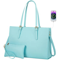 HKM-241235 Fashion Office Lady PU Leather 15.6 in Tote Handbag and Laptop Briefcase Set for Women