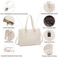 HKM-241235 Fashion Office Lady PU Leather 15.6 in Tote Handbag and Laptop Briefcase Set for Women