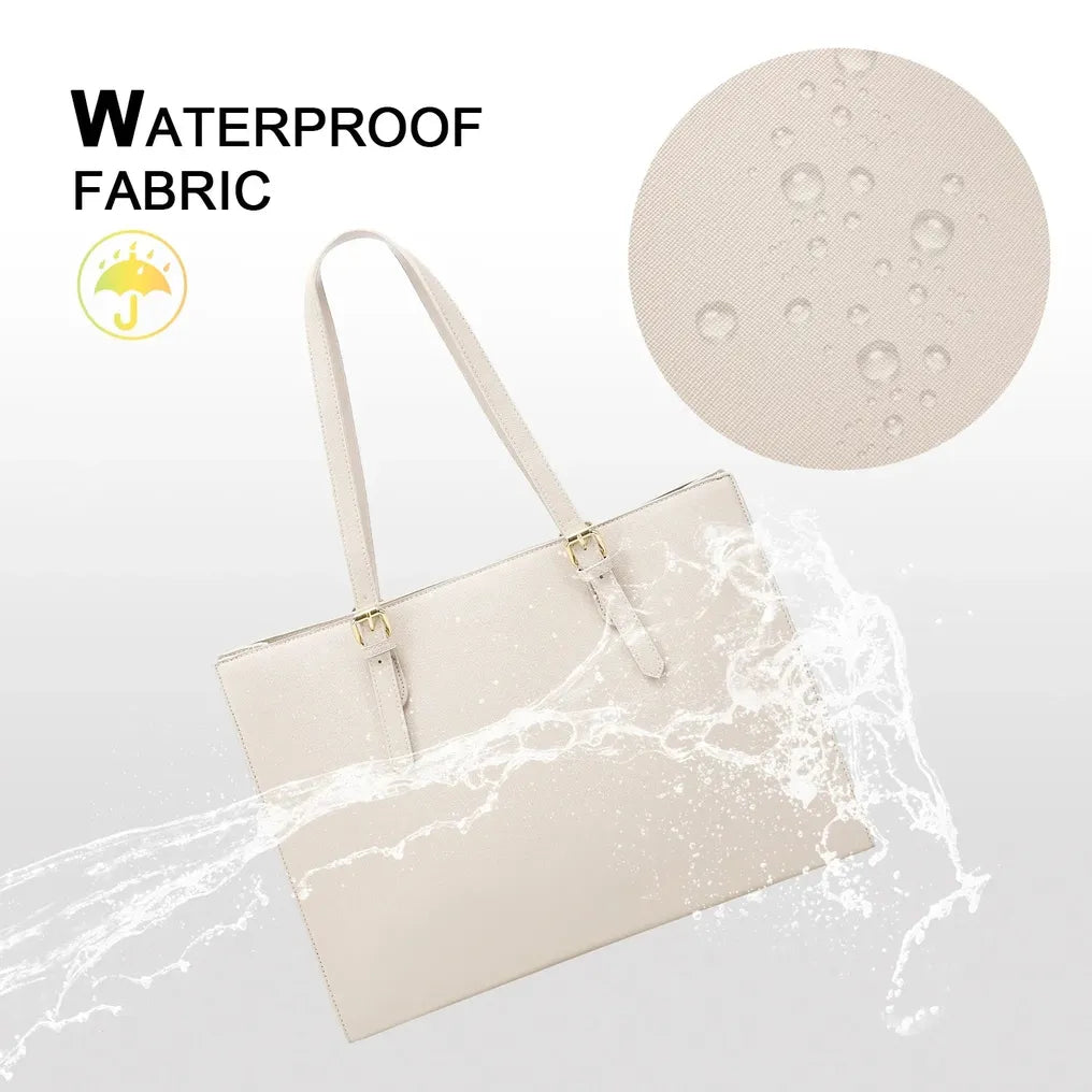 HKM-241235 Fashion Office Lady PU Leather 15.6 in Tote Handbag and Laptop Briefcase Set for Women