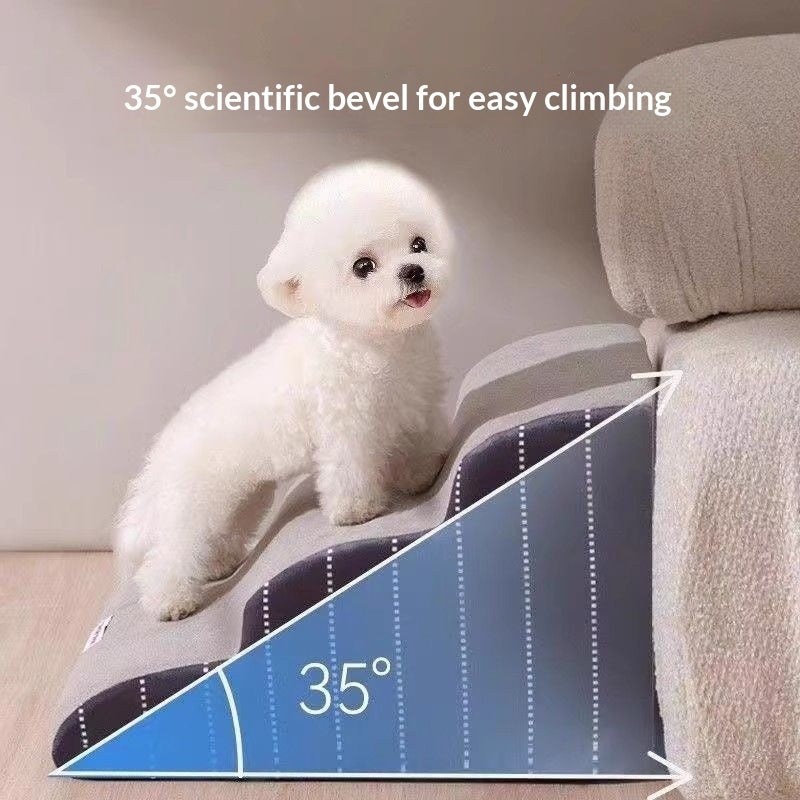 HKM-2412733 Detachable Wooden Climbing Ladder for Dogs - Step Stairs for Beds and Sofas