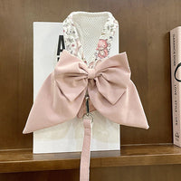 HKM-2413117 Sky Blue, Mustard Green, or Gray Pink Dog Vest Style Harness with Bow for Small to Medium Dogs