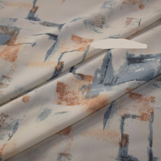 HKM-241363 Off-white Geometric Pattern Satin Fabric for Spring and Summer Hanfu Robe, Handmade, 1.5m Wide