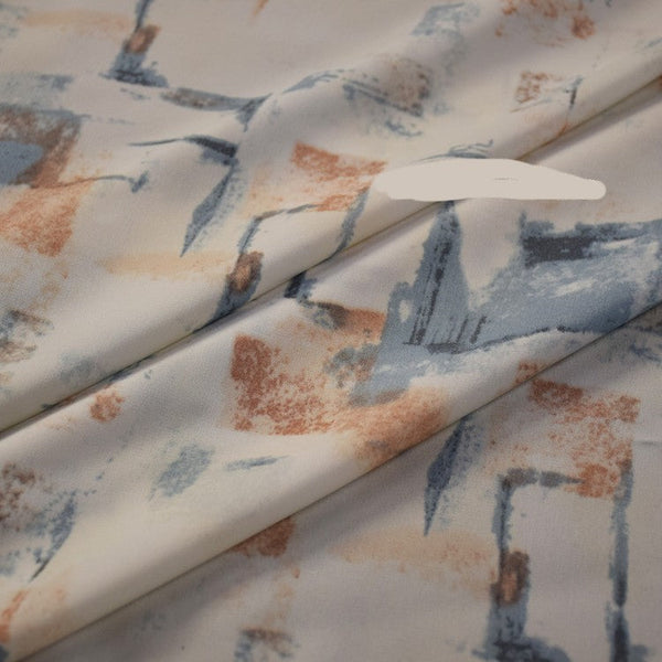 HKM-241363 Off-white Geometric Pattern Satin Fabric for Spring and Summer Hanfu Robe, Handmade, 1.5m Wide