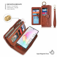HKM-241555 Mobile Phone Zipper Wallet – PU Leather, Solid Color, Compatible with iPhone and Samsung Models