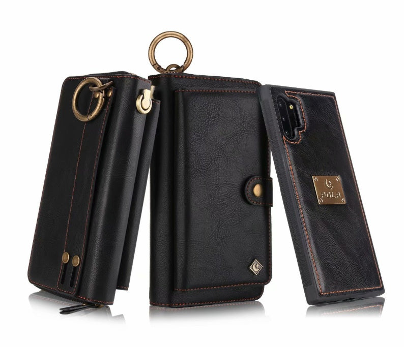 HKM-241555 Mobile Phone Zipper Wallet – PU Leather, Solid Color, Compatible with iPhone and Samsung Models