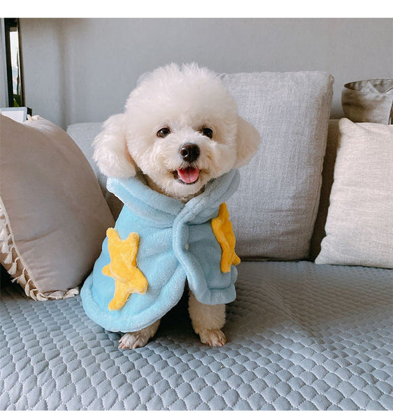 HKM-2416189 Cozy Flannel Cat and Dog Nightgown with Cute Star Design, Multi-Functional Winter Clothes