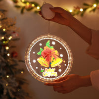 HKM-241811 Battery-Powered LED Hanging Light with Snowflake and Elk Ornaments for Holiday Decor