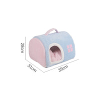 HKM-2418365 Cozy Flannel Cat Nest with Portable Handles - Available in Pink and Blue