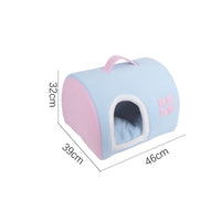 HKM-2418365 Cozy Flannel Cat Nest with Portable Handles - Available in Pink and Blue
