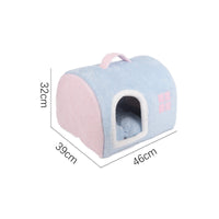 HKM-2418365 Cozy Flannel Cat Nest with Portable Handles - Available in Pink and Blue