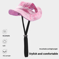 HKM-2419133 Adjustable Cat Hat for Summer Sun Protection - Ear Leakage Design in Blue, Pink, and Purple