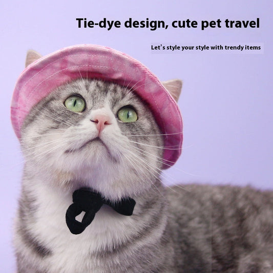 HKM-2419133 Adjustable Cat Hat for Summer Sun Protection - Ear Leakage Design in Blue, Pink, and Purple