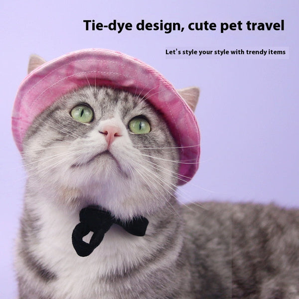 HKM-2419133 Adjustable Cat Hat for Summer Sun Protection - Ear Leakage Design in Blue, Pink, and Purple