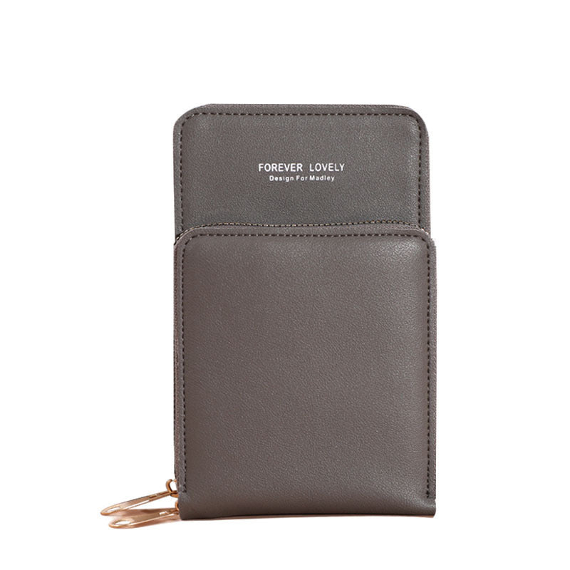 HKM-241939 Korean Style Touch Screen Mini Wallet in PU Leather with Zipper Closure and Multiple Color Options
