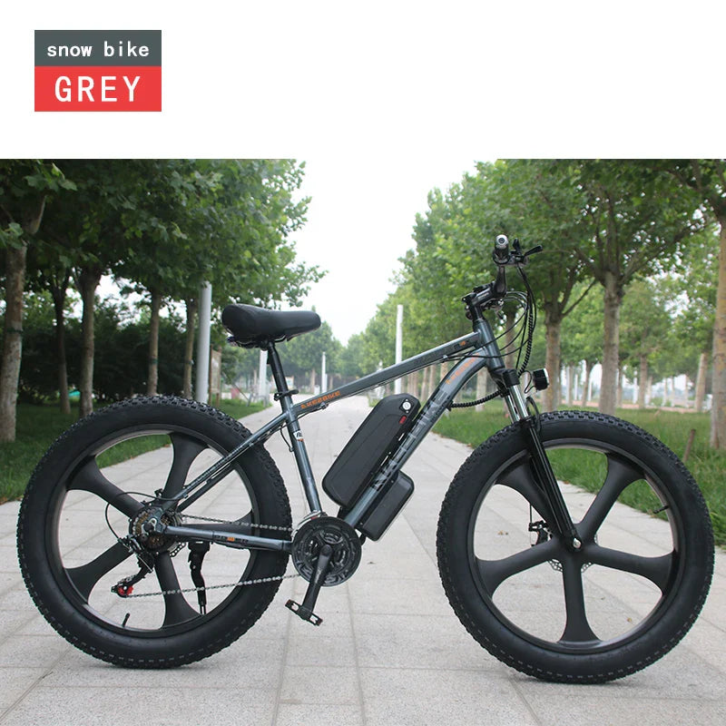 HKM-242003 Akez 750W Fat Tire Electric Mountain Bike - 48V Aluminum Frame, Dual Brake System, 21-Speed Gears, 26" Wheels