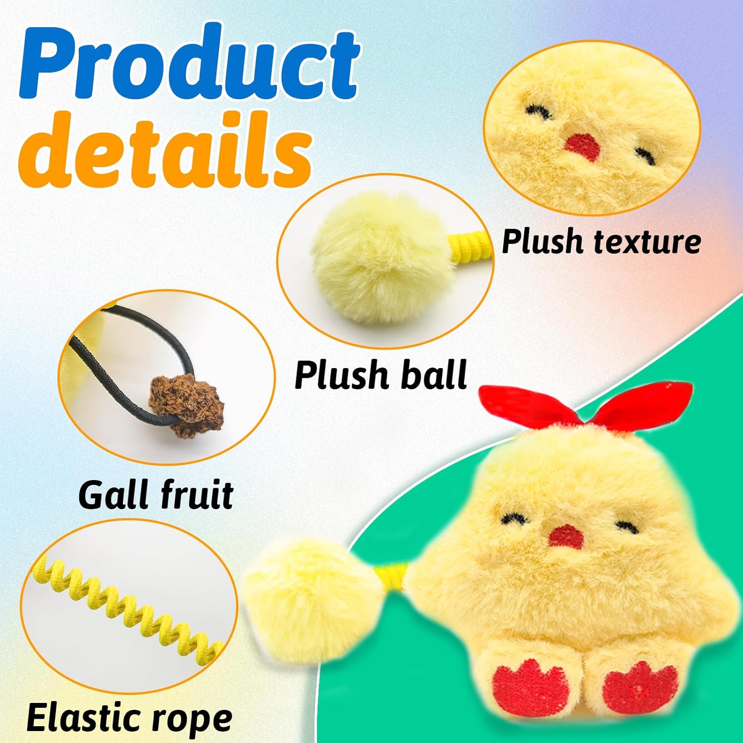 HKM-2421565 Interactive Cat Teething Toys with Silvervine Fruit and Plush Spring Fuzzy Ball for Indoor Kittens
