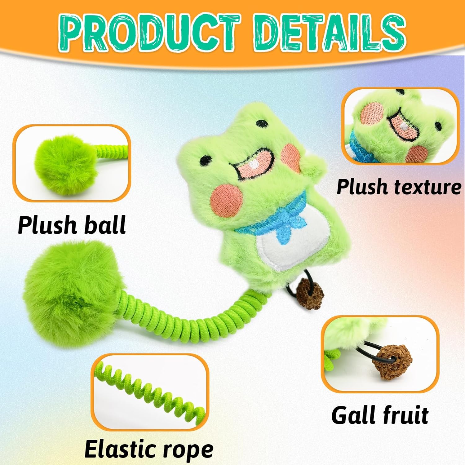 HKM-2421565 Interactive Cat Teething Toys with Silvervine Fruit and Plush Spring Fuzzy Ball for Indoor Kittens