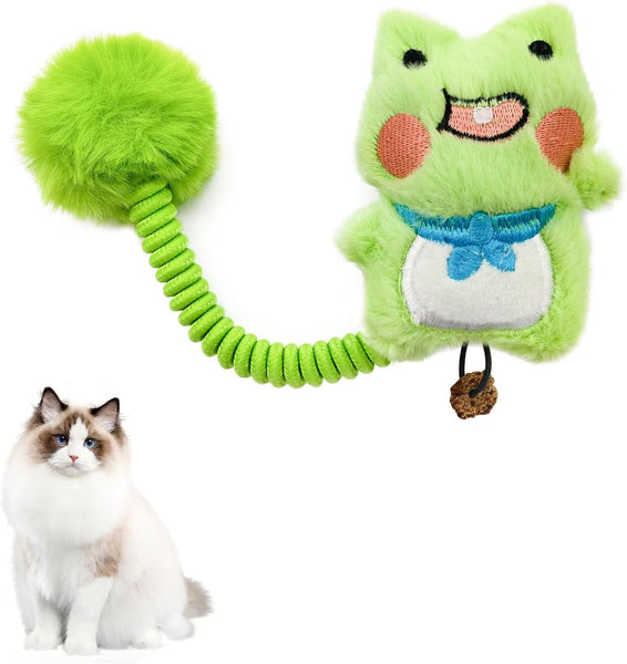 HKM-2421565 Interactive Cat Teething Toys with Silvervine Fruit and Plush Spring Fuzzy Ball for Indoor Kittens