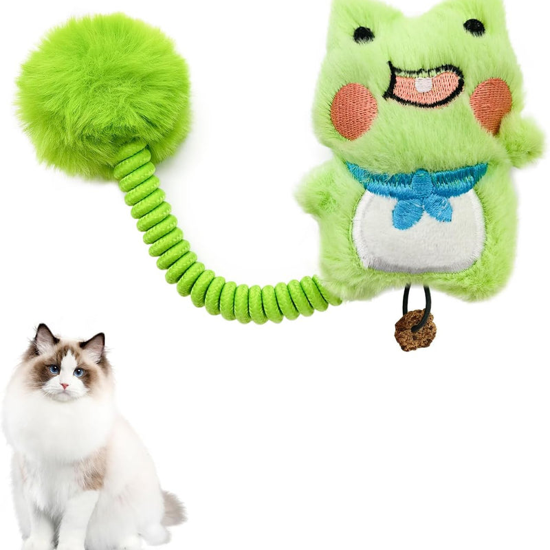 HKM-2421565 Interactive Cat Teething Toys with Silvervine Fruit and Plush Spring Fuzzy Ball for Indoor Kittens
