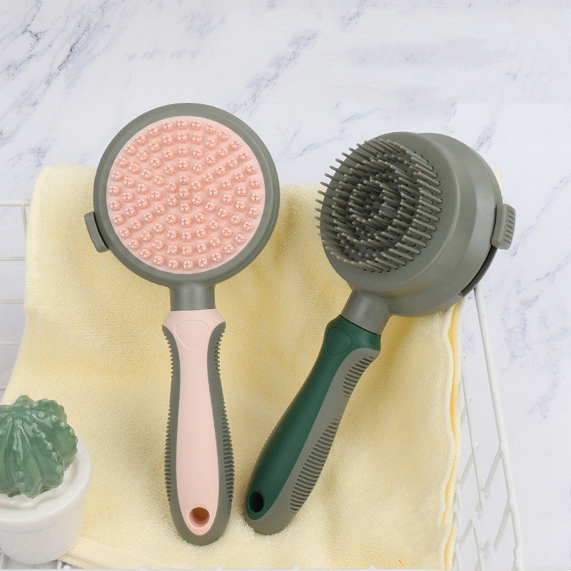 HKM-2421949 Double-Sided Self-Cleaning Slicker Brush for Cat Hair Removal and Massage