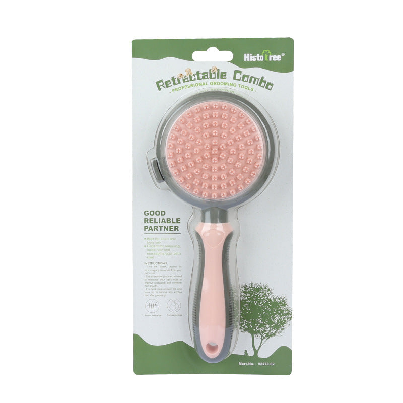HKM-2421949 Double-Sided Self-Cleaning Slicker Brush for Cat Hair Removal and Massage