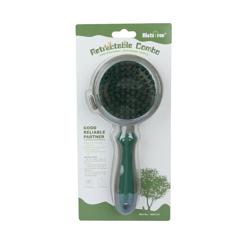 HKM-2421949 Double-Sided Self-Cleaning Slicker Brush for Cat Hair Removal and Massage