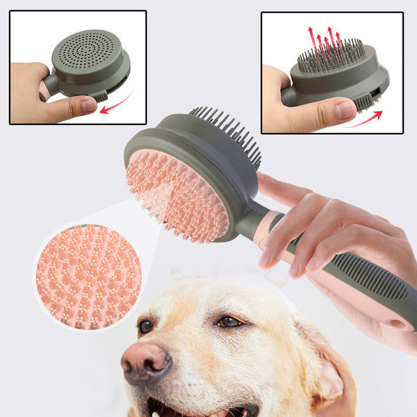 HKM-2421949 Double-Sided Self-Cleaning Slicker Brush for Cat Hair Removal and Massage