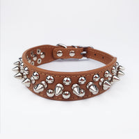 HKM-2422077 Round Studded Leather Dog Collar for Small to Medium Dogs - Willow Nail Design