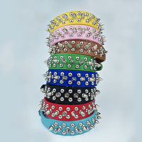 HKM-2422077 Round Studded Leather Dog Collar for Small to Medium Dogs - Willow Nail Design